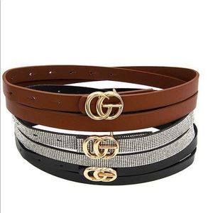 •Triple Threat• 3 Piece Skinny Belt Set